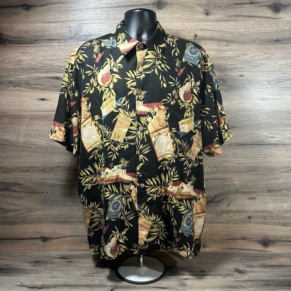 Kahala Hawaiian Shirt‎ Mens Large L Floral Button Shirt Sleeve 100% Silk